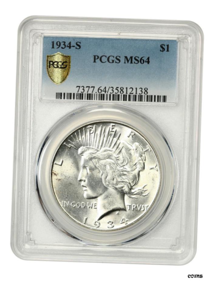 【極美品/品質保証書付】 アンティークコイン 硬貨 1934年-S $1 PCGS MS64-サンフランシスコからのキー日付-ピースシルバードル- show original title [送料無料] #oot-wr-6044-3