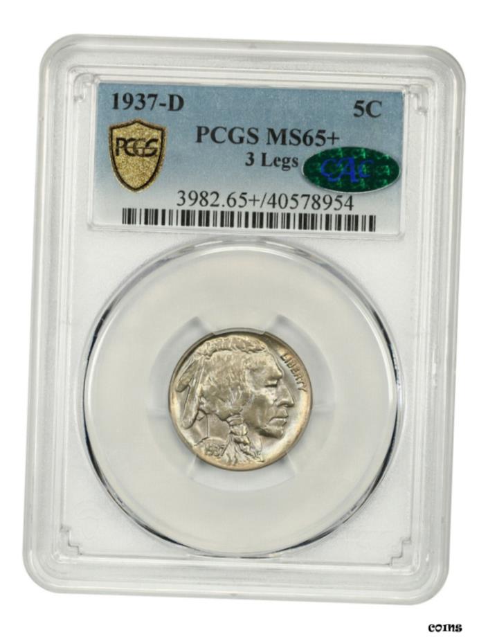 【極美品/品質保証書付】 アンティークコイン 硬貨 1937年-D 3脚 5C PCGS/CAC MS65+ ゴージャスキーバリエティ-バッファローニッケル- show original title [送料無料] #oot-wr-6044-485