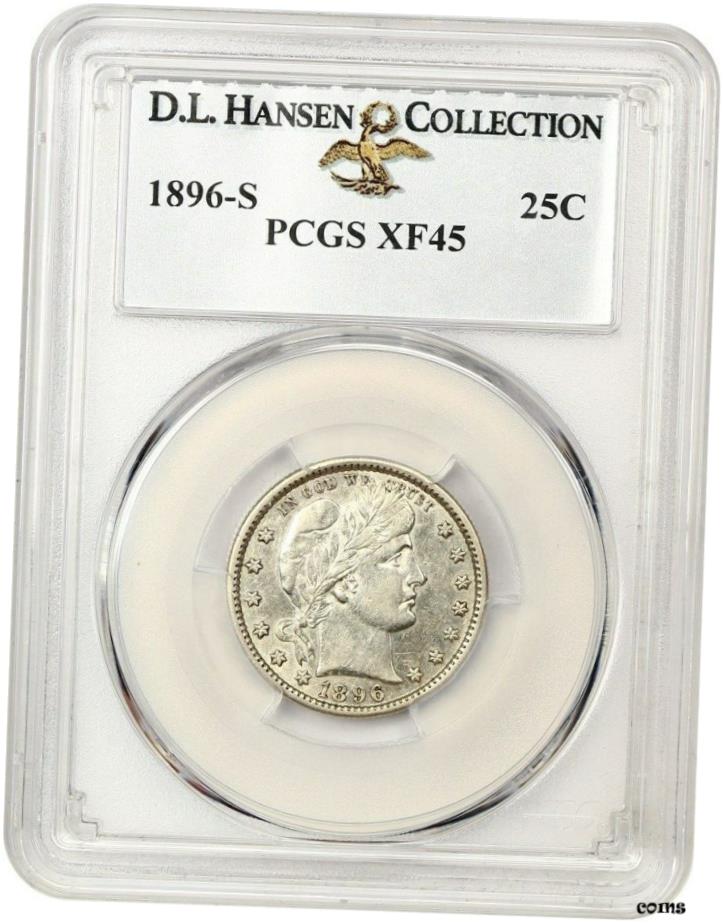 【極美品/品質保証書付】 アンティークコイン 硬貨 1896年-S 25c PCGS XF45 ex: D.L. ハンセン有名キー日付-バーバークォーター- show original title [送料無料] #oot-wr-6044-585