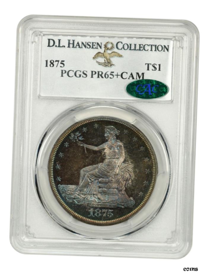 【極美品/品質保証書付】 アンティークコイン 硬貨 1875 取引 $ PCGS/CAC PR 65+ CAM ex: D.L. ハンセン-米国通商ドル- show original title [送料無料] #oot-wr-6044-697