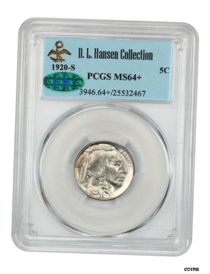 【極美品/品質保証書付】 アンティークコイン 硬貨 1920-S 5c PCGS/CAC MS64+ ex: D.L. ハンセン-バッファローニッケル-スカーチェニア-ジェム- show original title [送料無料] #oot-wr-6044-795