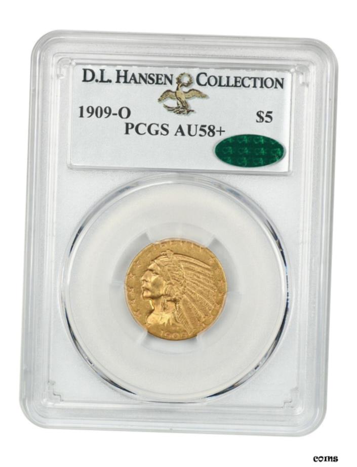 【極美品/品質保証書付】 アンティークコイン 硬貨 1909年-O $5 PCGS/CAC AU58+ ex: D.L. ハンセンファミリー キー日付-有名キー日付- show original title [送料無料] #oot-wr-6044-892