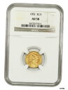 1852年 $2 1/2 NGC AU58 - 2.50 リバティ ゴールド コイン1852 $2 1/2 NGC AU58 - 2.50 Liberty Go...