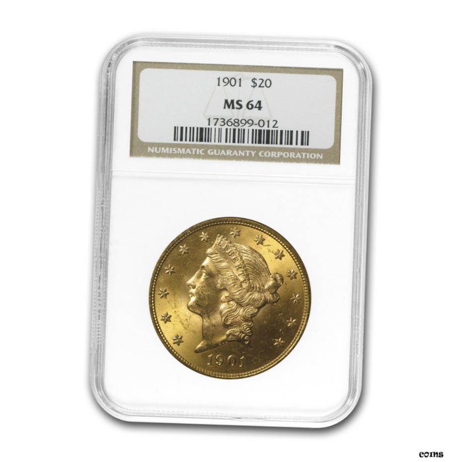 【極美品/品質保証書付】 アンティークコイン 金貨 1901 $20 Liberty Gold Double Eagle MS-64 NGC - SKU#82918 [送料無料] #got-wr-6046-716