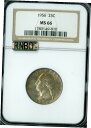 1956 ワシントンクォーターNGCマックMS66 RNBOレインボー *1956 Washington Quarter NGC Mack MS66 RNBO Rainbow *(3)