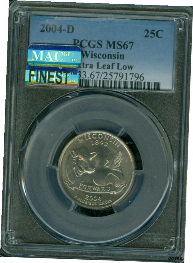 ڶ/ʼݾڽա ƥ Ų 2004-D WISCONSIN LOW LEAF QUARTER PCGS MS67 PQ MAC FINEST POP-2 MAC SPOTLESS *- show original title [̵] #oot-wr-6049-74