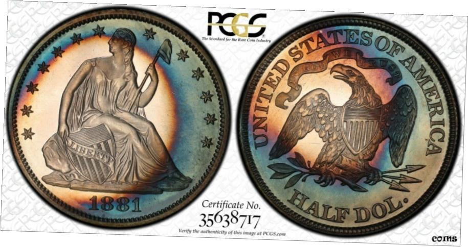 【極美品/品質保証書付】 1881年 自由の女神座像ハーフドルプルーフ PCGS PR67+ カメオ CAC トップポップ 1/0- show original title