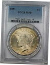 1923年 シルバー ピースドル $1 コイン PCGS MS-64 軽いトーン ( 12 d )1923 Silver Peace Dollar $1 Coin PCGS MS-64 Light Tone (12 d)