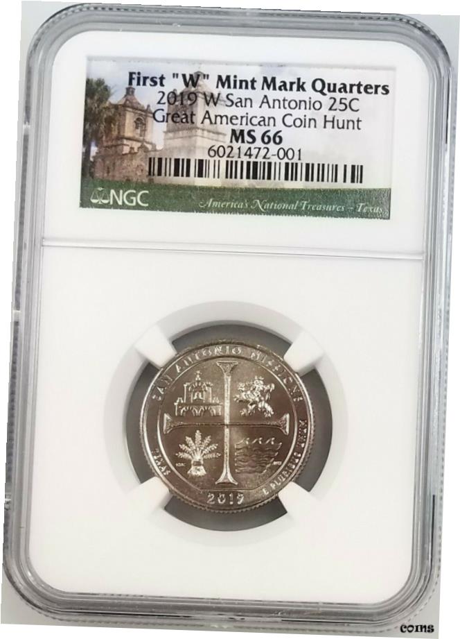 【極美品/品質保証書付】 アンティークコイン コイン 金貨 銀貨 送料無料 2019 W San Antonio Missions 国立公園 クォーター 等級 MS 66 by NGC ！- show original title