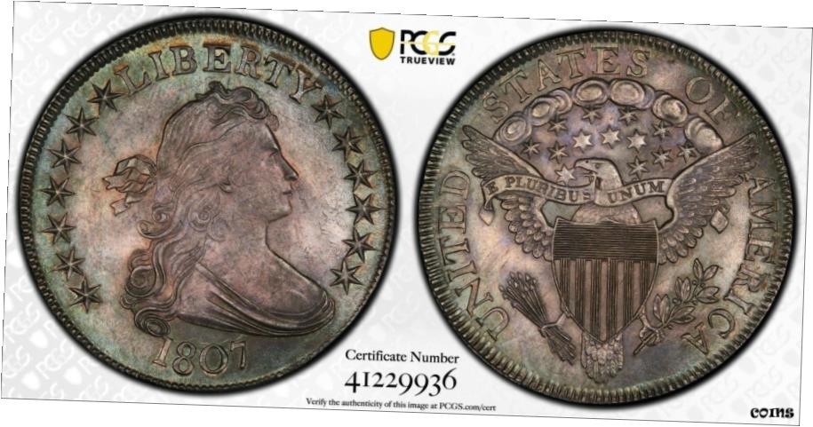 【極美品/品質保証書付】 1807 PCGS MS64 ドレープバスト ハーフ 50C- show original title