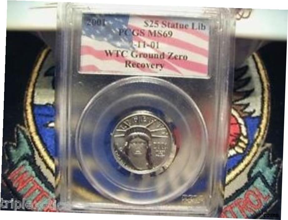 【極美品/品質保証書付】 2001 PCGS MS-69 $25 WTC リカバリー アメリカン プラチナ イーグル 1/52 * キーコイン *- show original title