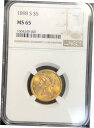 1898 S $5 ハーフイーグルMS 65 NGC 美しいルースター...(3)