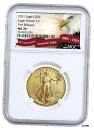 2021 1/2 オンス ゴールド アメリカン イーグル タイプ 2 $25 NGC MS70 FR イーグル レッド バナー プリセール2021 1/2 oz...