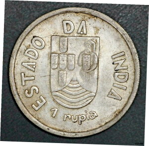 1935 年ポルトガル領インド 1 ルピア F/VF シルバーコイン1935 Portuguese India 1 Rupiah F/VF Silver Coin