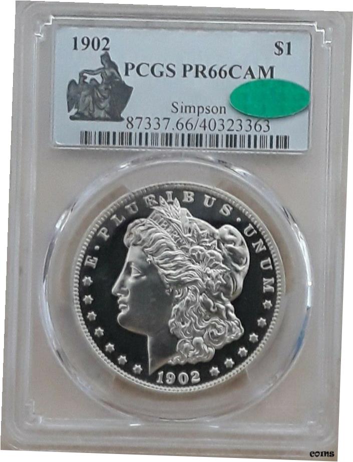 【極美品/品質保証書付】 1902年 $1 * レア * プルーフ カメオ モーガン PCGS PR-66CAM CAC. TOP POP AT PCGS & CAC 1/0 ^!- show original title