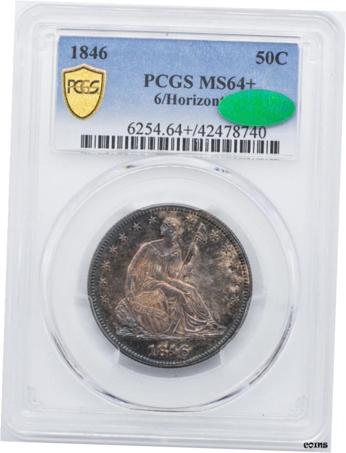 【極美品/品質保証書付】 1846 リバティシーテッド 50C PCGS MS 64+- show original title