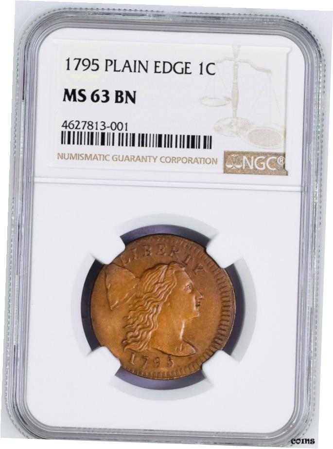 【極美品/品質保証書付】 1795 FLOWING HAIR LARGE 1C NGC MS 63 BN