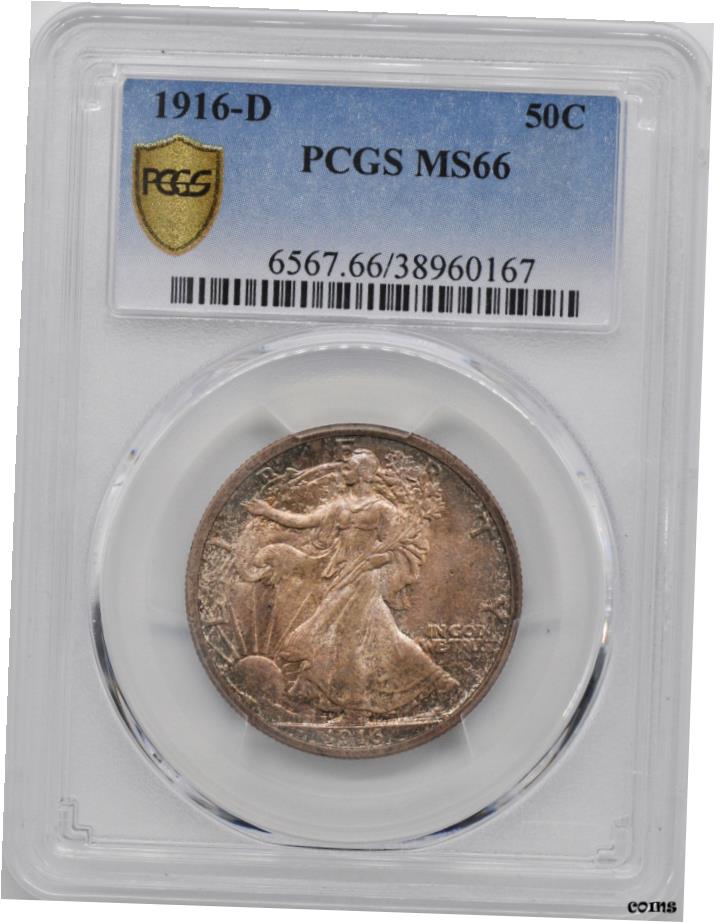  1916年-D ウォーキングリバティ 50C PCGS MS 66- show original title