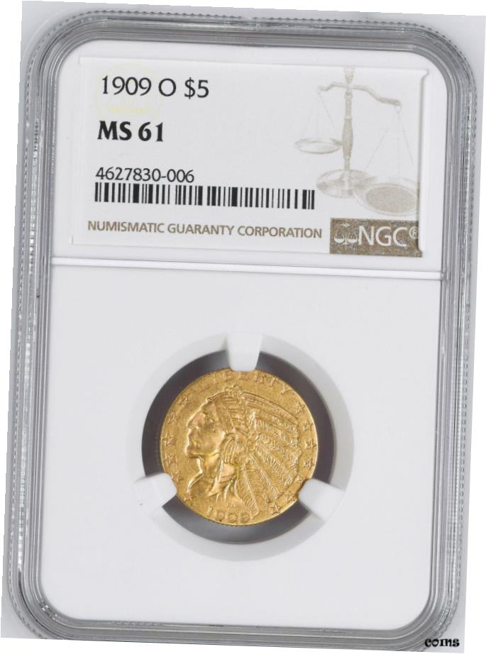 【極美品/品質保証書付】 1909-O インドヘッド $5 NGC MS 61- show original title