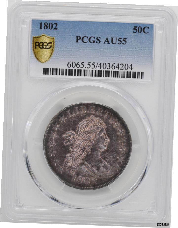 【極美品/品質保証書付】 1802 DRAPED BUST 50C PCGS AU 55- show original title