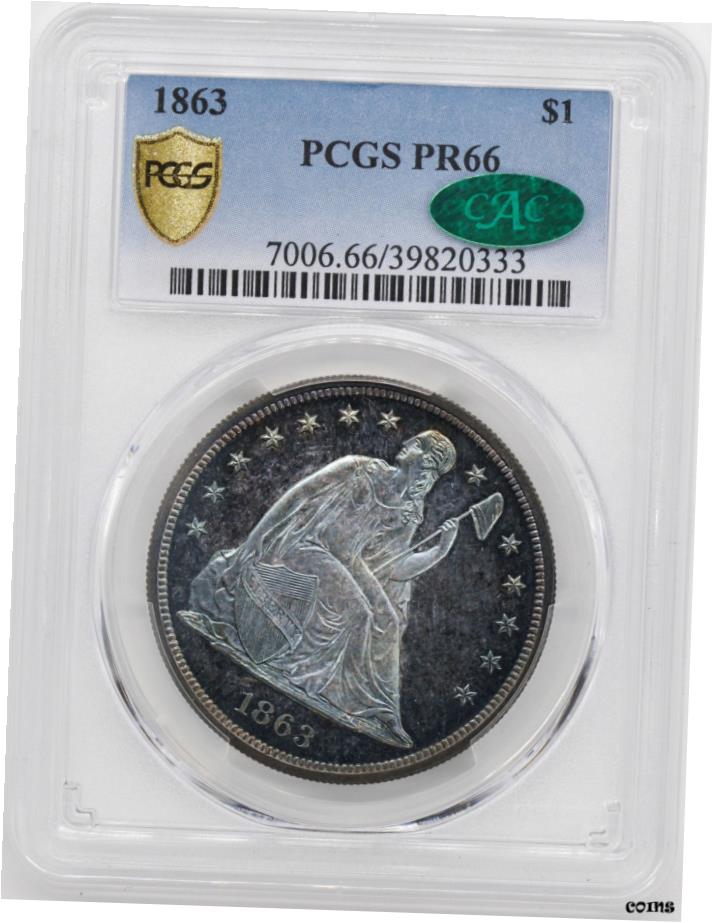 【極美品/品質保証書付】 1863年 リバティ座像 S$ 1 PCGS PR 66- show original title