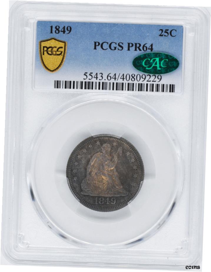 【極美品/品質保証書付】 1849 リバティシーテッド 25C PCGS PR 64- show original title