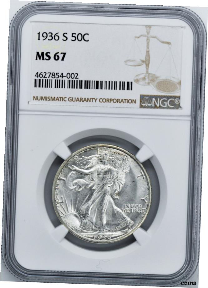  1936年-S ウォーキングリバティ 50C NGC MS 67- show original title