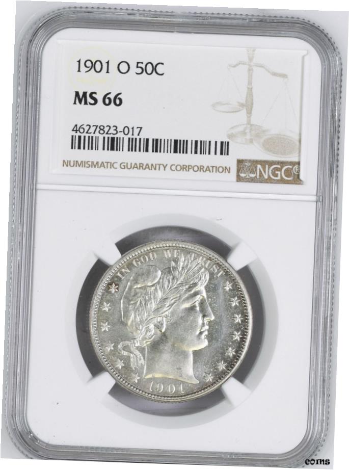 【極美品/品質保証書付】 1901-O バーバー 50C NGC MS 66- show original title