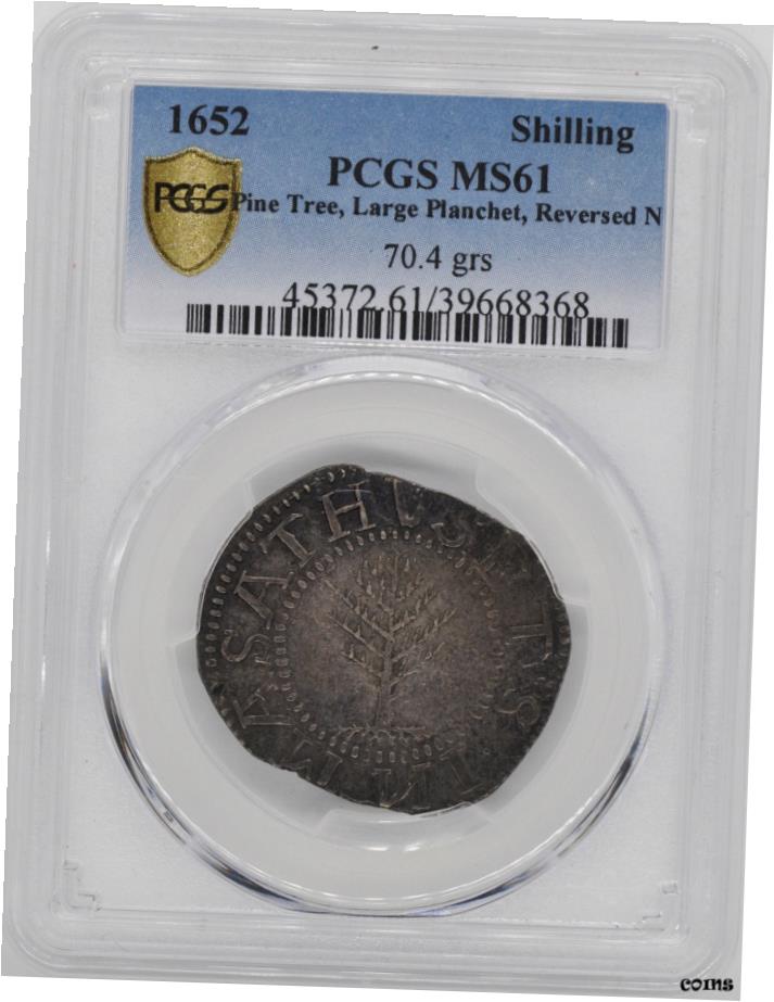 【極美品/品質保証書付】 1652 パインツリー シリング PCGS MS 61- show original title