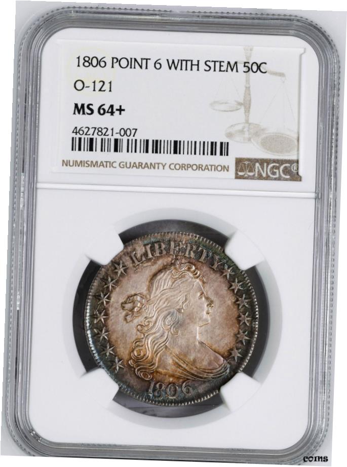 【極美品/品質保証書付】 1806 DRAPED BUST 50C NGC MS 64+- show original title