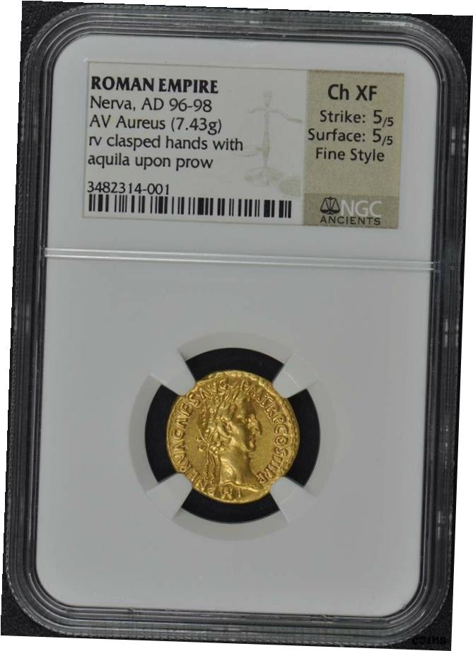 【極美品/品質保証書付】 Nerva AD 96-98 ローマン エンパイア オーレウス NGC XF45 ファインスタイル- show original title