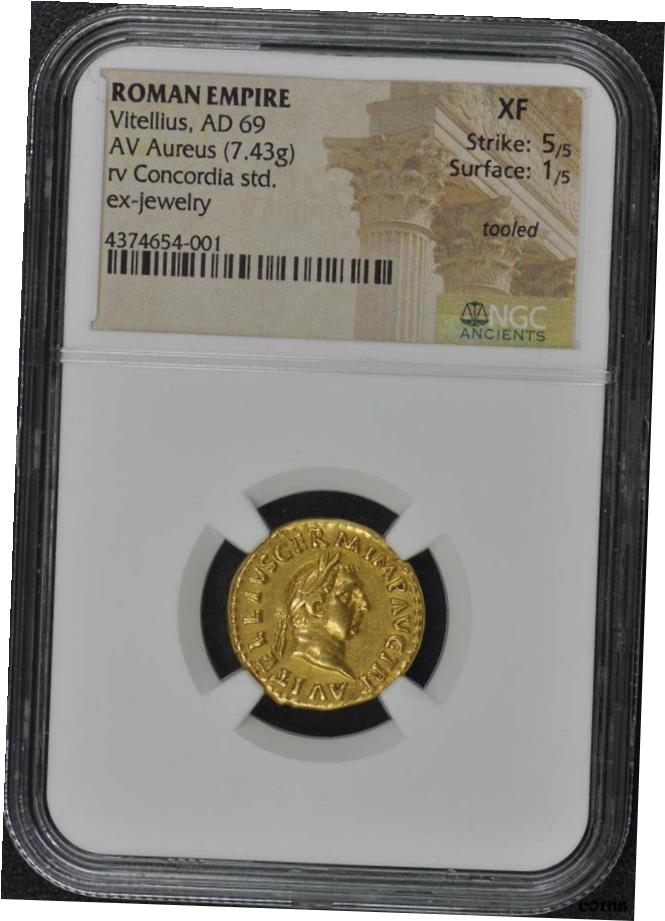 ڶ/ʼݾڽա Vitellius, AD 69 ޥ󥨥ѥ AV Aureus NGC XF40- show origi...