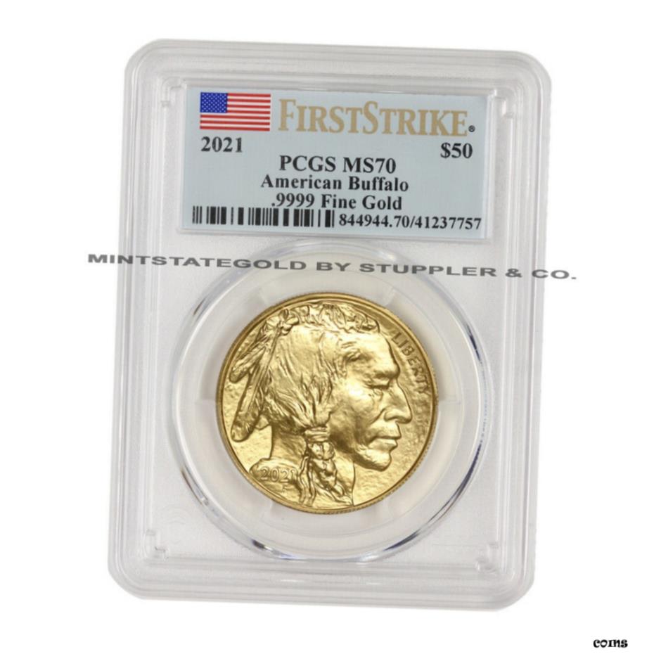  2021 $50 アメリカン ゴールド バッファロー PCGS MS70 ファーストストライク FS 1oz 24KT コイン フラグ付き- show original title