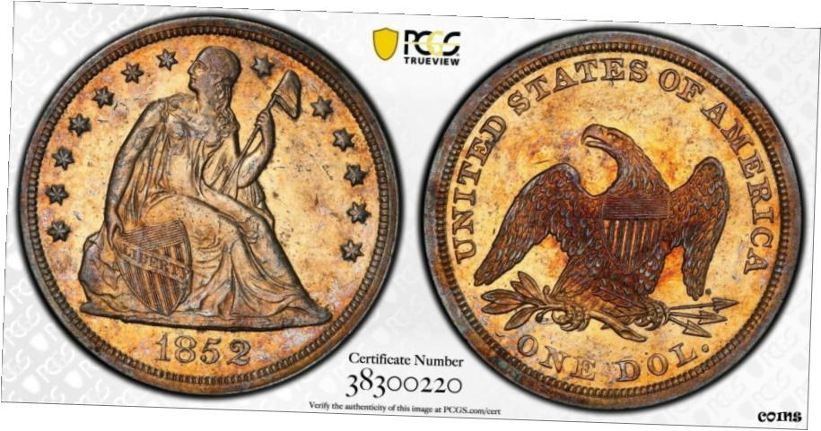 【極美品/品質保証書付】 1852年 自由の女神座像ドル $1 PCGS 純正 UNC ディテール改造サーフェス- show original title