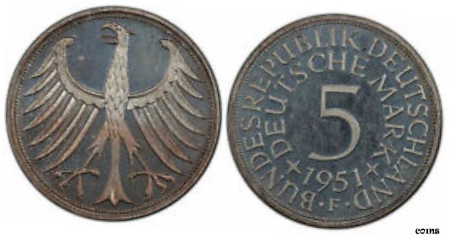 ɥ-Ϣˮ¹ 1951-F AR 5 ޡ PCGS PR66 ᥪ. KM 112.1; J-387Germany-Federa...