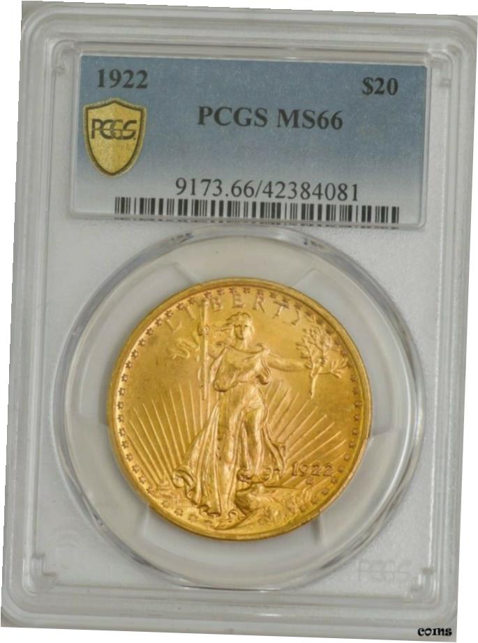 【極美品/品質保証書付】 1922年 $20 ゴールド St. Gaudens MS66 PCGS セキュア 944541-1- show original title