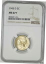 1945年 D ジェファーソン ニッケル 5C MS67+ NGC 942894-561945 D Jefferson Nickel 5C MS67+ NGC 942894-56|詳細画像