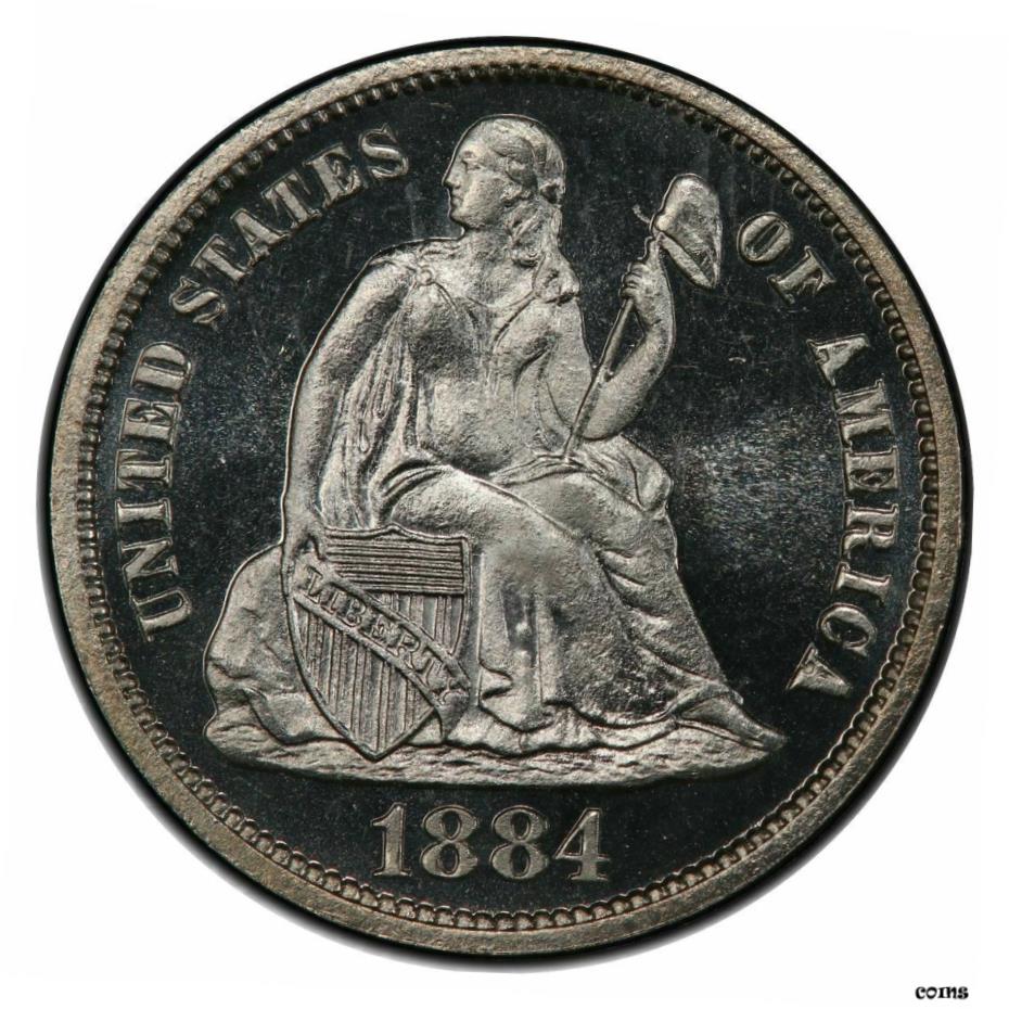 【極美品/品質保証書付】 1884 10C ダイムリバティシート レジェンド PCGS PR67CAM- show original title