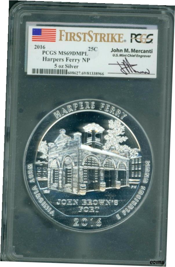  アンティークコイン コイン 金貨 銀貨  2016 ハーパーズ フェリー アメリカ美しい ATB 5オンス シルバー PCGS MS69 DMPL Mercanti FS- show original title