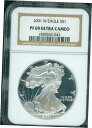 2001-W アメリカン シルバー ドル イーグル ASE $1 NGC PF69 PR69 プルーフ プレミアム 品質2001-W American Silver Dollar Eagle ASE $1 NGC PF69 PR69 Proof Premium Quality(3)