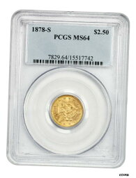 【極美品/品質保証書付】 1878-S $2 1/2 PCGS MS64 - 2.50 リバティ ゴールド コイン-低鋳造品- show original title