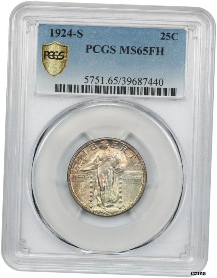 【極美品/品質保証書付】 1924-S 25c PCGS MS65 FH-フレッシュキー日付-スタンディングリバティクォーター- show original title