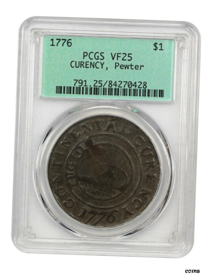 【極美品/品質保証書付】 1776 コンチネンタルドル $1 PCGS VF25 (CURENCY, Pewter, Retro OGH)- show original title