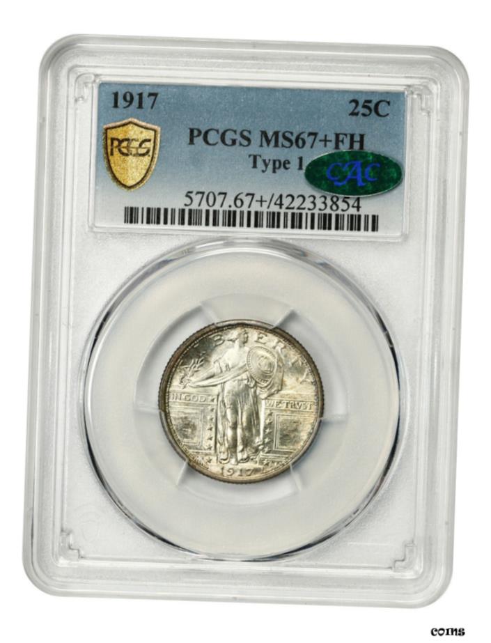 【極美品/品質保証書付】 1917年 タイプ1 25c PCGS/CAC MS67+ FH-最高級の知識- show original title