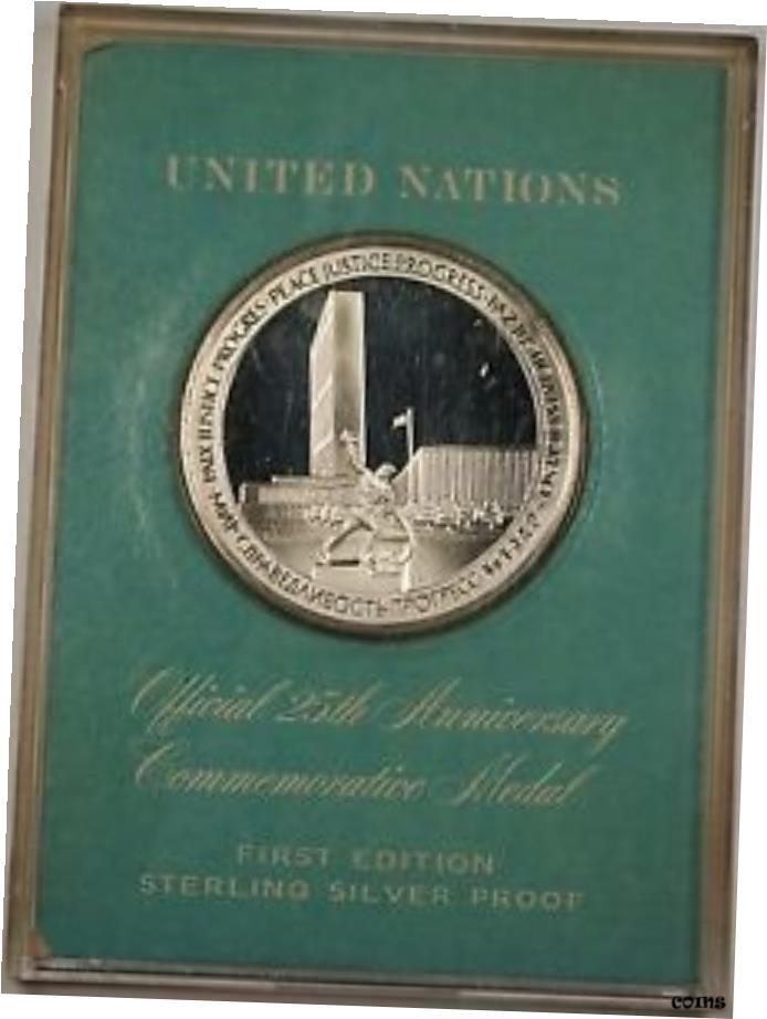 【極美品/品質保証書付】 アンティークコイン コイン 金貨 銀貨 [送料無料] 1970年 国連205 周年記念シルバーメダル 初版- show original title