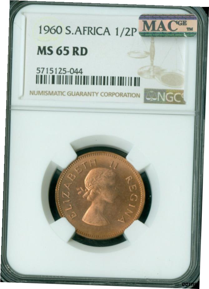 アンティークコイン コイン 金貨 銀貨  1960 年南アフリカハーフペニー NGC MS65 RD PQ スコットレス 2ND 最優秀グレード *- show original title