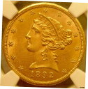 1892年 CC リバティ ヘッド $5 ゴールド ハーフ イーグル レア チョイス UNC GEM + + NGC MS 64 詳細- show origin...