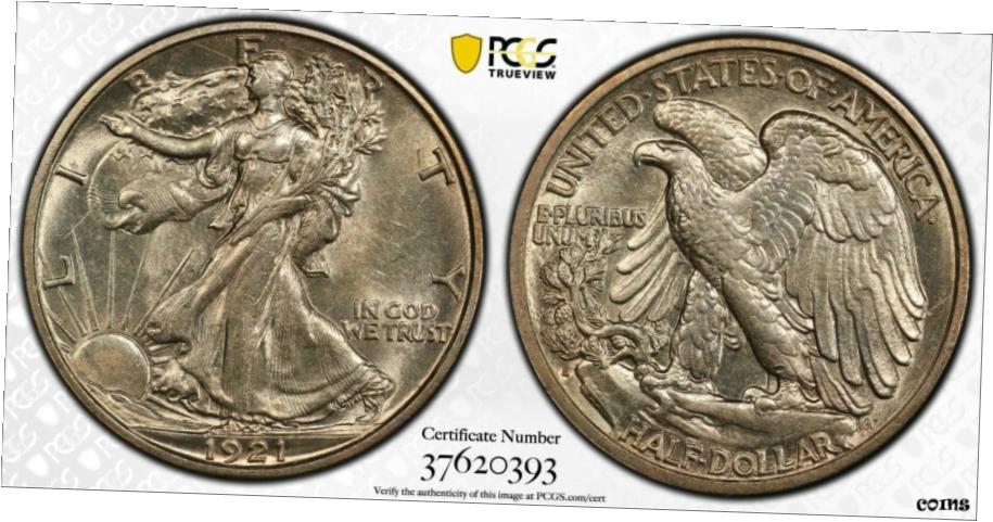 【極美品/品質保証書付】 1921年 S 歩く自由の女神ハーフドル 50セント PCGS AU 55- show original title