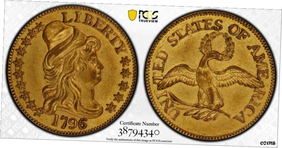 【極美品/品質保証書付】 1796/5 ハーフイーグルターバンヘッドゴールド $5 PCGS 純正 AU ディテール 表面スムージング- show original title