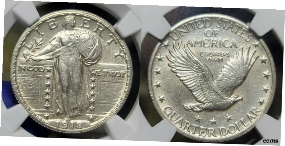 【極美品/品質保証書付】 1918/7 S Standing Liberty Quarter NGC AU50 フルヘッド 良好 ！- show original title